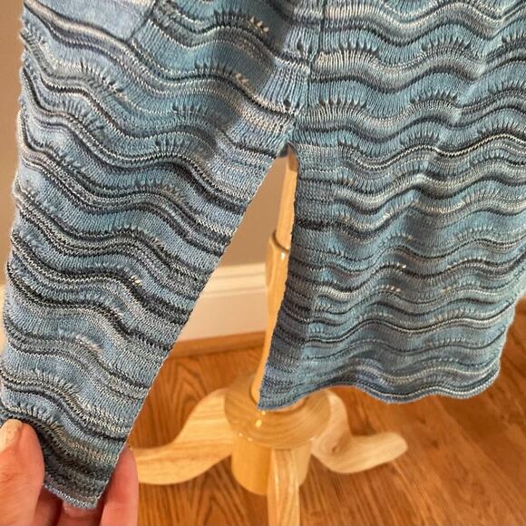 Isaac Mizrahi Live! Cotton Blend Blue Wavy Chevron Print Long Open Cardigan XL - Picture 6 of 12